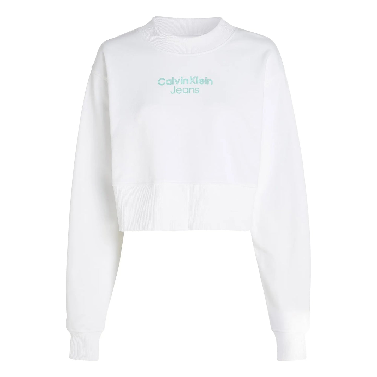 Calvin Klein Stacked Institutional Crewneck Sweater – White (Women)