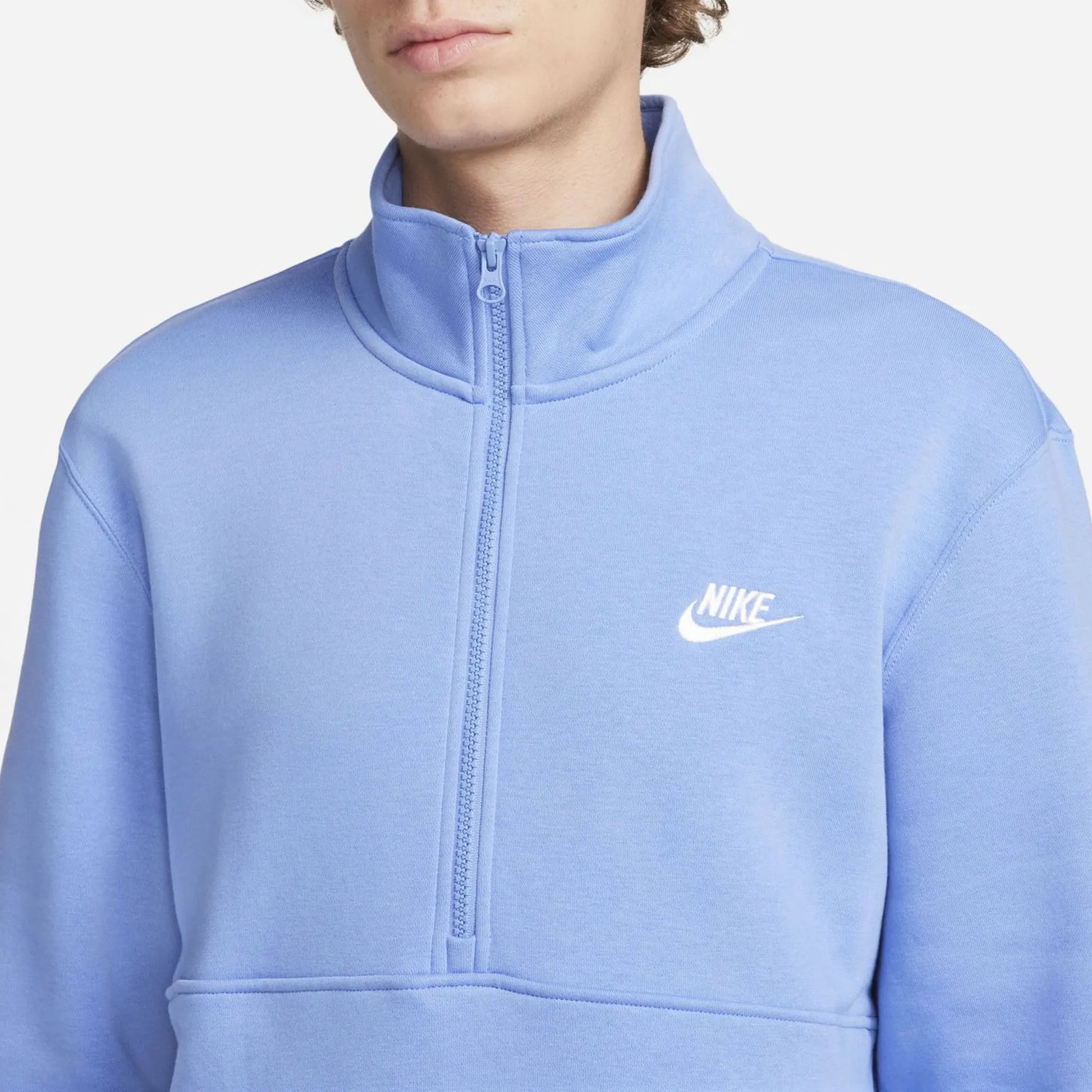 Nike Sportswear Club Half-Zip Brushed Sweater – Blue Men