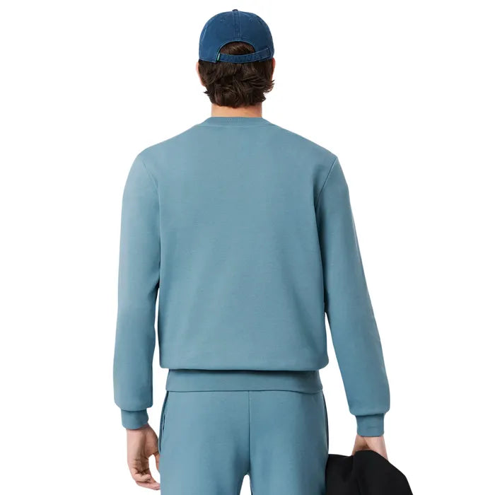 Lacoste Organic Cotton Fleece Crewneck Sweater – Blue Men