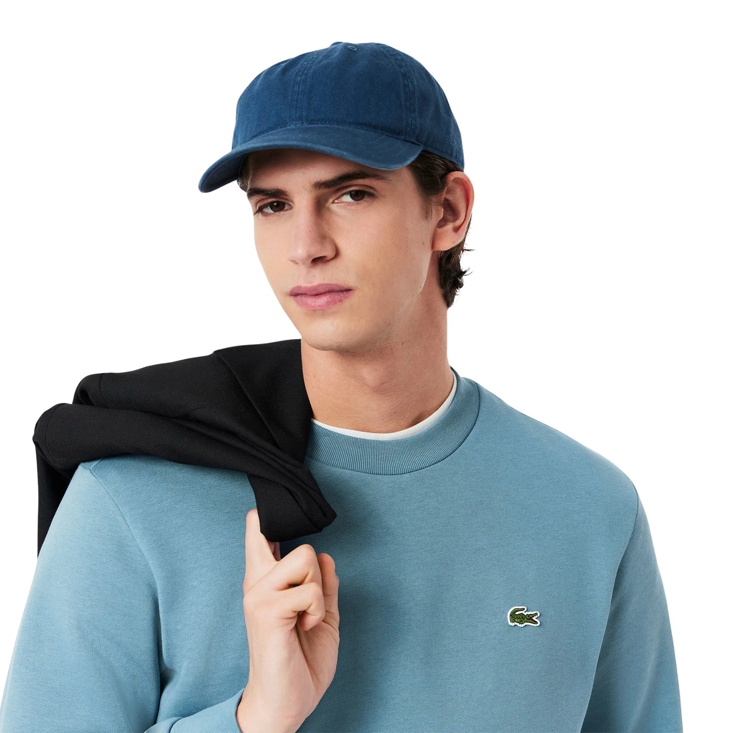 Lacoste Organic Cotton Fleece Crewneck Sweater – Blue Men