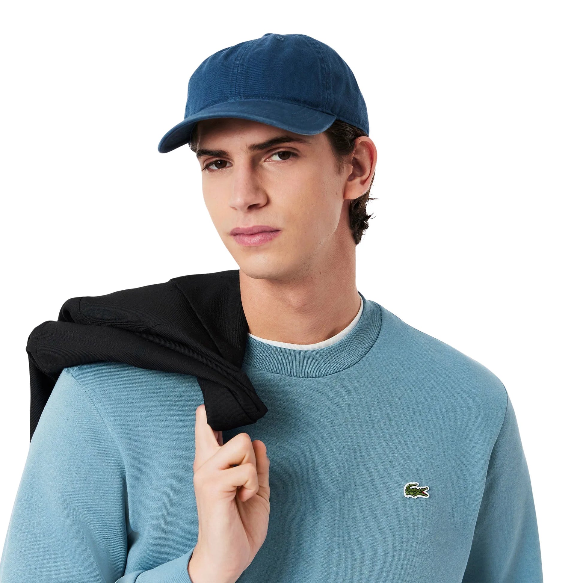 Lacoste Organic Cotton Fleece Crewneck Sweater – Blue Men